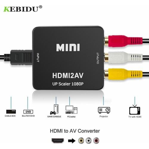High Quality Mini HD 1080P HDMI-compatible to 3RCA AV/CVSB L/R Video Converter Box Composite Connector to AV Adapter for TV DVD