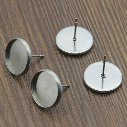 20pcs Fit 6~20mm Glass Cabochons Stainless Steel Material Earring Studs Earrings Setting Base Earring Bezels Jewelry Making