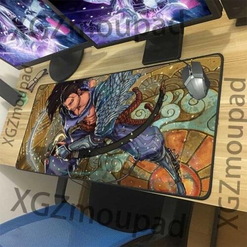 XGZ Large Gaming Mouse Pad Black Lock Edge Anime Swordsman Custom Computer Keyboard Table Mat Speed Non-slip Coaster Carpet Xxl