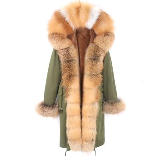 Women X-long waterproof parka Winter jacket faux fur linner Real raccoon fox fur collar hood warm streetwear for ladies 2020 new
