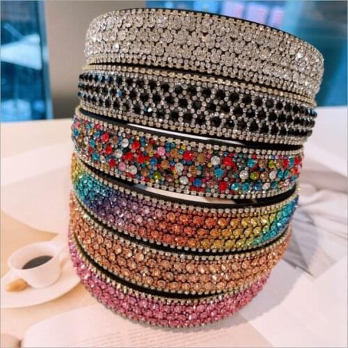 Women hairbands Hot sale retro Czech rainbow rhinestone headbands exquisite hairpin jewelry
