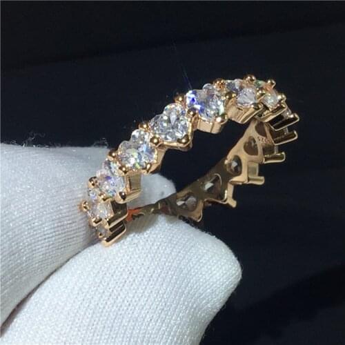 Choucong Heart Band Promise Ring AAAAA Zircon Cz Real 925 Sterling Silver Engagement Wedding Rings for Women Party Jewelry Gift