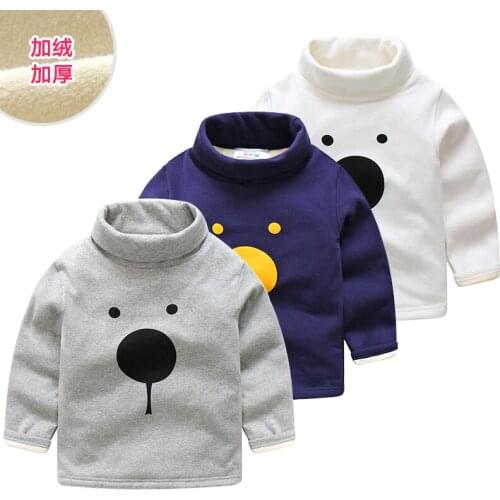 Toddler Winter Clothes Boys and Girls Cotton Thick Velvet T Shirt Kids Long Sleeve Turtleneck T Shirts Baby Cartoon Top Tees