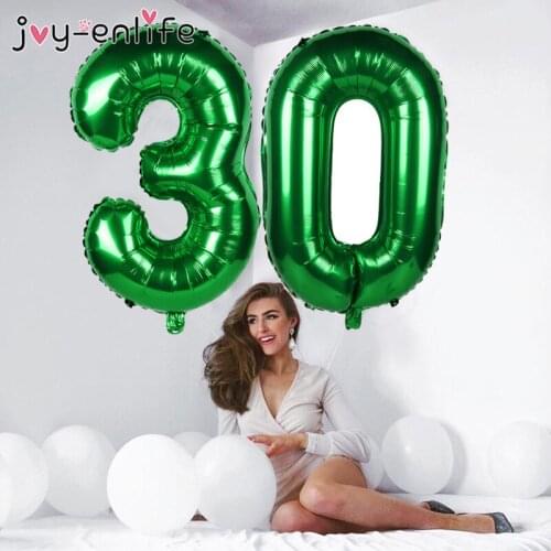 1pcs 32inch Green Foil Number Balloons New Helium Globo Baby Shower Happy Birthday Anniversary Wedding Decoration Party Supplies
