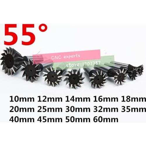 1PCS 55 Degree 10mm 12mm 14mm 16mm 18mm 20mm 25mm 30mm 32mm 35mm 40mm 45mm 50mm 60mm 55 Degree Dovetail Cutter End Mill Milling