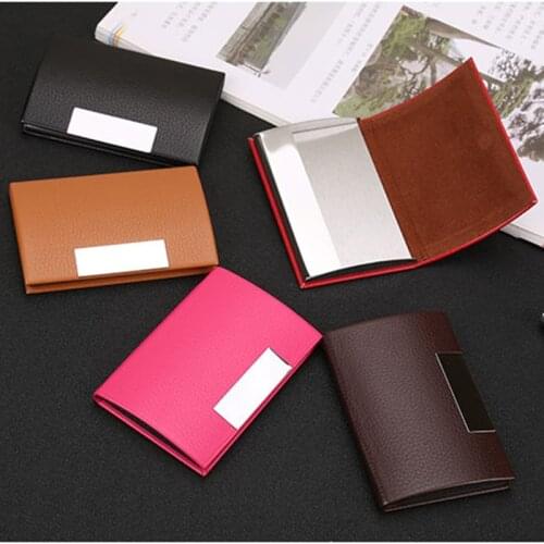 2021 Texture Design Fashion Business Card Holders Name Credit Card Box PU Small Bag Gift Unisex Coin Purses Thin Horizontal Pink