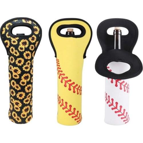 3Pcs Portable Softball Baseball Sunflower Neoprene 750ml Wine beer Bottle Champagne Cooler Bag Purse Wedding Gifts