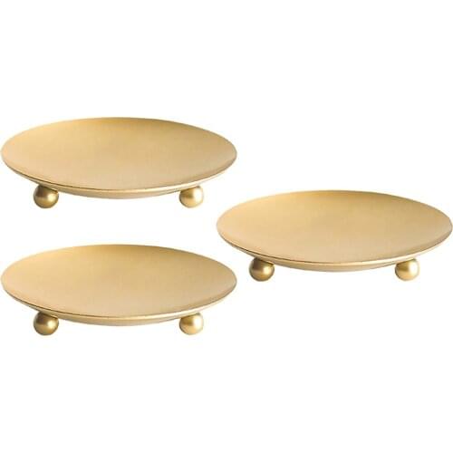 3Pcs Iron Candle Plate Simple Candlestick Candle Storage Tray Party Supplies