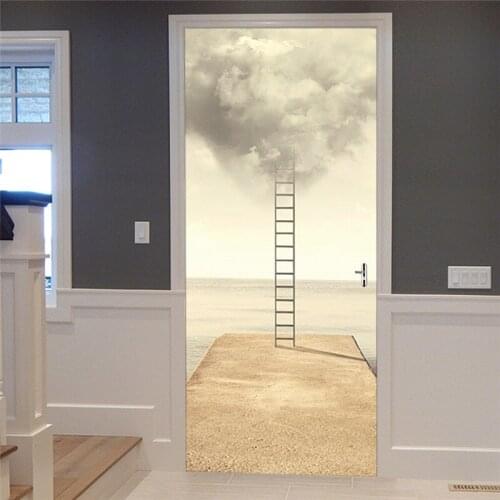 3d Sticker For Door Mural Art Wall Paper Cloud Ladder Pattern Removable Room Poster Diy Home Renovation Promotion 2pcs Package