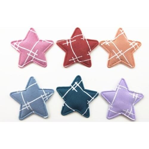 48Pcs/LOT 3.5CM Star Padded Appliques For DIY Handmade Children Hair Clip Accessories And Garment Decoration Patches