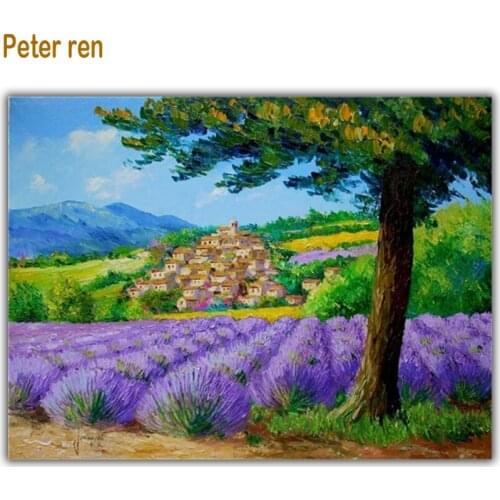 Peter ren Full Diamond Painting Cross Stitch Lavender Villa Cottage Wall Art Decor Diamond Mosaic Picture of Rhinestones