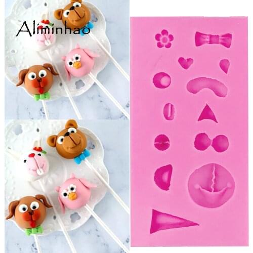 B1393 Animal bears mouth eyes ears nose bow shape silicone mold fondant tool diy cake decorating suitable for polymer clay