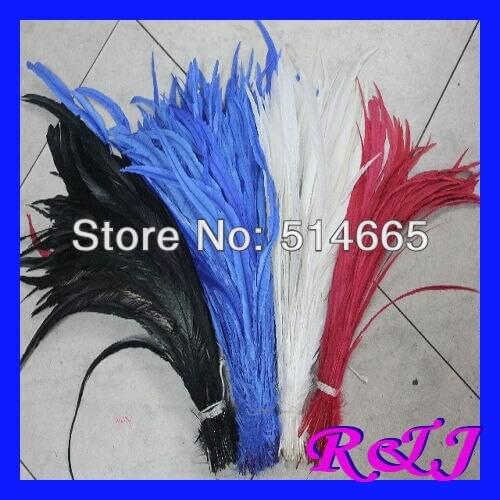 Free Shipping 400pcs/lot assorted color Rooster feather Dyeing Loose Cock Tail Feathers 14-16 inches 35-40cm