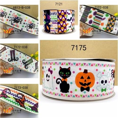 Free shipping 50 yard Halloween printed grosgrain ribbon 7175