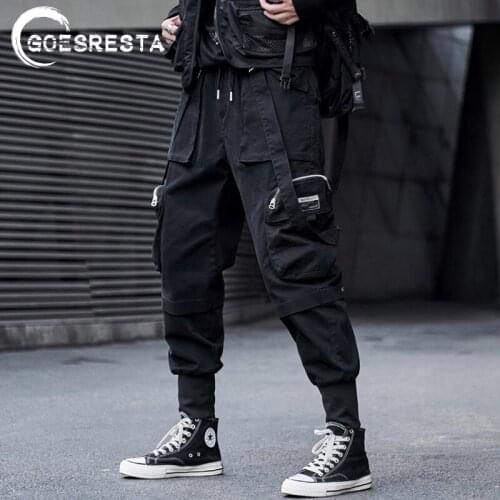 Hip Hop Streetwear Suspender Cargo Pants Men Joggers Sweatpants Casual Harem Trousers Harajuku Autumn Men Pants Brand Clothing
