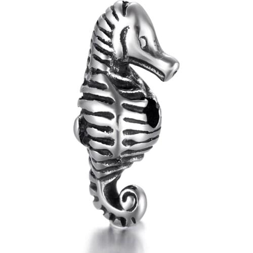 316L Stainless Steel Hippocampus Spacer Bead Polished 2mm Hole Metal Beads Charms for DIY Bracelet Jewelry Making Accessories
