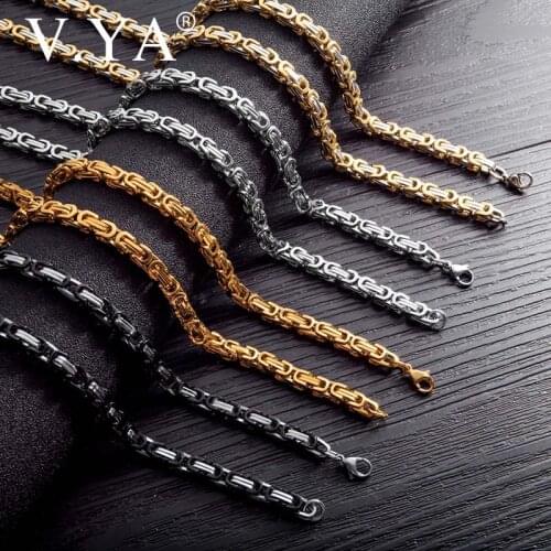 V.YA Fashion Single Men Necklace Stainless Steel Single Pendant Gold Length 550MM Single Chain For Male Gift