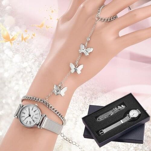 New Top Ladies Watch Silver Casual Women Quartz Watches Bracelet Set Gift for Female Relogio Feminino 2021
