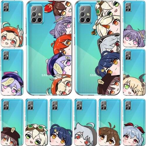 Case For Samsung Galaxy A51 A21s A52 A71 A12 A31 A41 A32 A02s A22 Transparent Soft Phone Cover Genshin Impact Anime Cute