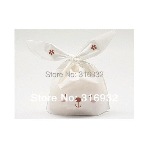 E1 Cookie packaging white lovely rabbit plastic handle Cookie bag bags for biscuits snack food baking cake packaging 100pcs/lot