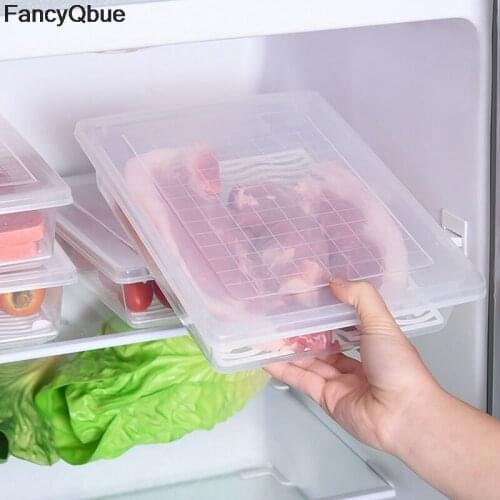 Food Fresh Storage Box Containers Kitchen Fridge Organizer Case Removable Drain Plate Tray Keep Fruits Food Storage Containers