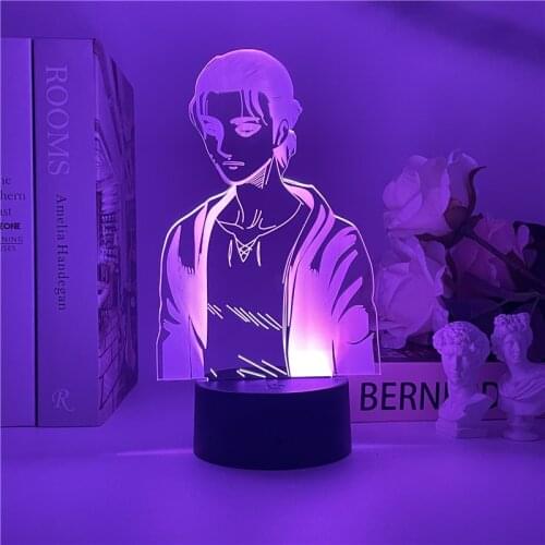 Anime Attack on Titan Eren Figure Night Light Kid Gift Bedroom Decor Eren Jaeger Ackerman Levi Manga Figurine Led 3d Table Lamp