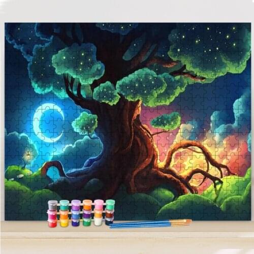 GATYZTORY Paint By Numbers Puzzle Picture Moon Tree Drawing On Canvas Gift DIY Pictures By Number Kits Hand Painted Art Home Dec