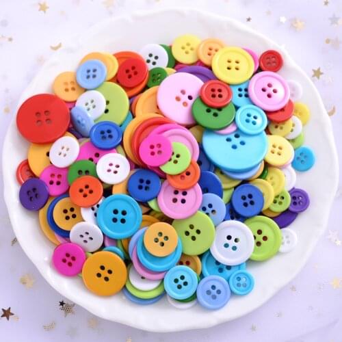 Hot 20-100Pcs/Lot Colorful Resin Buttons 11/15/20/25/30mm 4 Holes Sewing Scrapbooking Clothes Home Crafts Handmade Accessories