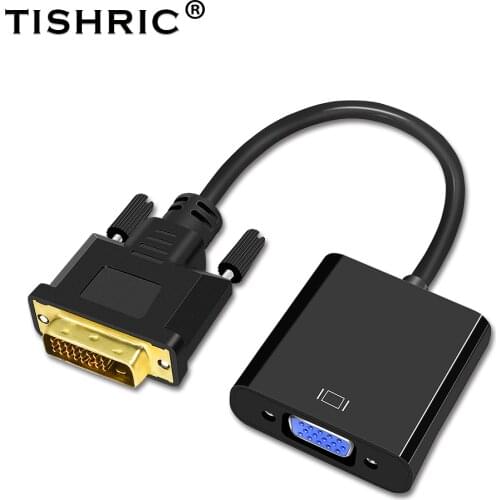 TISHRIC DVI TO VGA Adapter Cable Male To Female1080P Video Converter Adapter DVI 24+1 25Pin To 15 Pin VGA For PC TV Disaplay