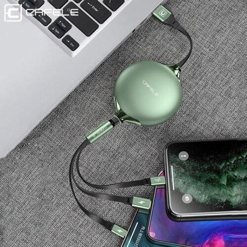 Cafele 3 in 1 Retractable USB Cable For iPhone XR 11 Micro USB Type C Cable For Huawei Samsung Xiaomi Fast Charging Charger Wire