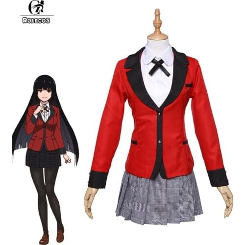 ROLECOS Compulsive Gambler Kakegurui Cosplay Costume Jabami Yumeko Anime Cosplay Kakegurui Kirari Momobami Costume Women Outfit