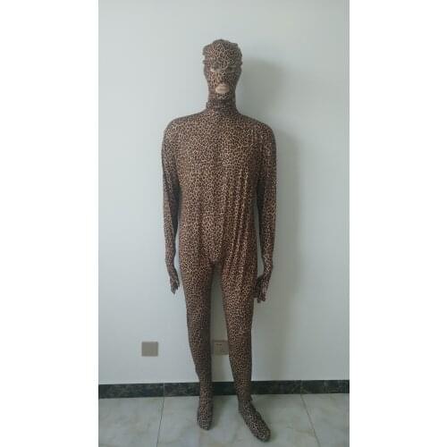 Halloween cosplay costume animal leopard tights jumpsuit spandex full Bodysuit Zentai Suits removable hood open mouth eyes