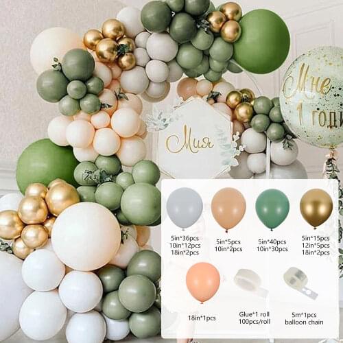 152 Pcs Birthday Decor Balloon Arch Kit Latex Safari Jungle Balloon Decor Kit for Baby Shower Wedding Birthday Party Decoration