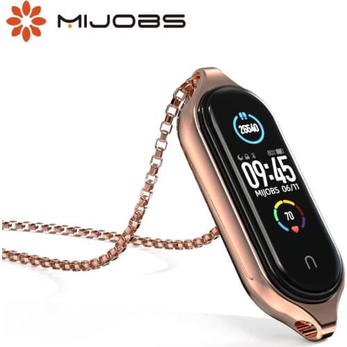 Mi Band 5 Metal Necklace Wrist Strap Pendant Stainless Steel for Xiaomi Miband 4 Case Miband 3 Wristband Mi 5 Bracelet