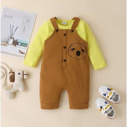 Fashion Clothes Baby Girl Clothes Set 2 Pcs Sets Cute Cartoon Animal Sloth Long Sleeve Tops+suspender Pants Baby Clothes 0-18M