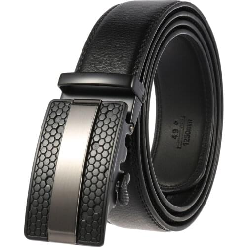 Genuine Leather Mens Belt Cowskin Strap for Male Automatic Buckle Belts for Men Alloy Buckle Belts Plus 130 140 150 160 170cm