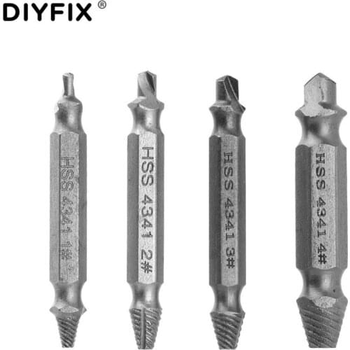 DIYFIX HSS Damaged Screw Extractor Drill Bits Easy Out Guide Set Remove Broken Bolt Set Power Tool Set Accessories 1# 2# 3# 4