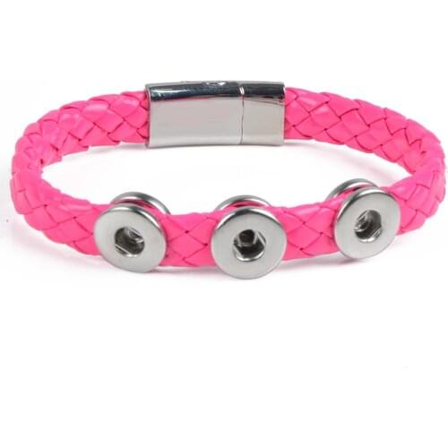 Brand New Snap Bracelet&Bangles 10Colors High Quality Snap Button Wrapped Leather Bracelet Fit For 12mm Snap Button Jewelry