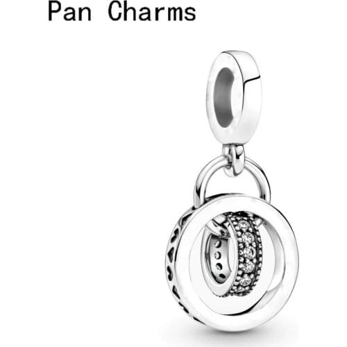 Wholesale 925 Silver Color Three Circles Dangle Charm Beads Fit Original Pandora Charm Baletcet For Jewelry Making