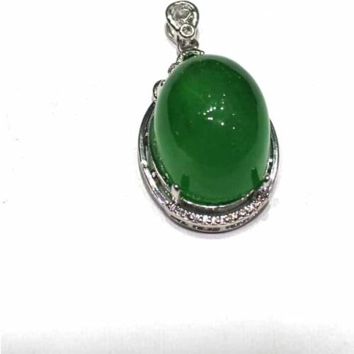 Natural jade big egg pendant necklace surface old hole ice full of color Yang green water