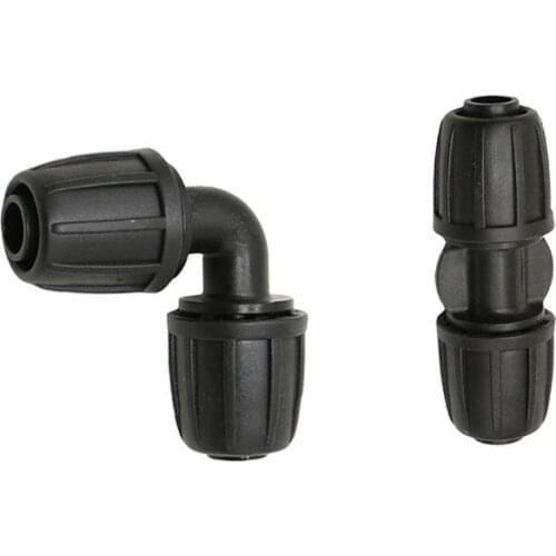 16mm pe hose elbow straight barb Connector With lock nut 1/2" hose 2-way garden irrigation drip irrigation fittings 20pcs