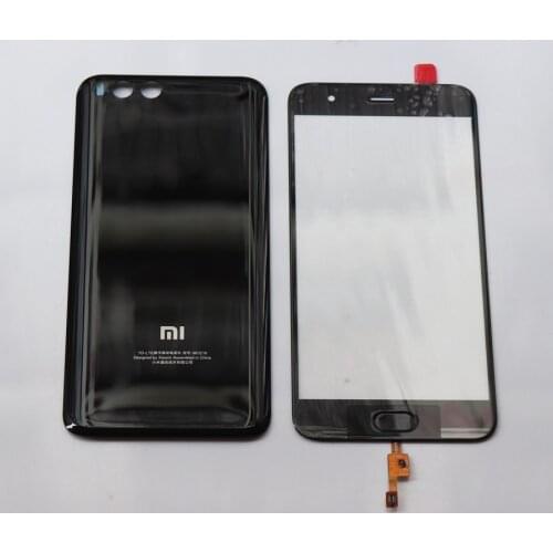 For XIAOMI Mi6 Mi 6 Front Touch Screen Outer Glass Panel with Fingerprint Sensor+Rear Housing Battery Door Back Glass Cover Case