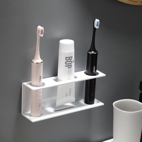 Perforation-Free Electric Toothbrush Storage Rack Household Bathroom Wall-Mounted Couple Toothpaste Toothbrush Rack