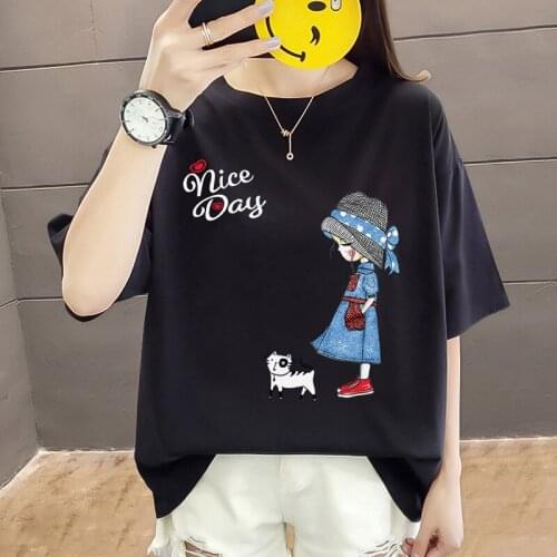 Plus Size 8XL 150kg women Casual T shirt Loose Cotton Cartoon Print Top T-Shirt Daily tee shirt femme Tops