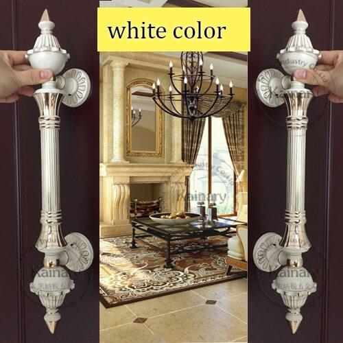 1PCS wooden door white color handle, European style villa hotel retro door pull and push handle, glass door antique handle