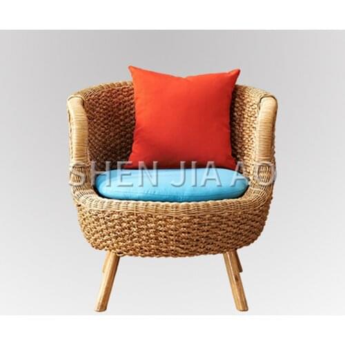 1PC Real Rattan Back Chair Wicker Balcony Lounge Chair Cafe And Breakfast Hotel Rattan Furniture Leisure Style Handmade Chair