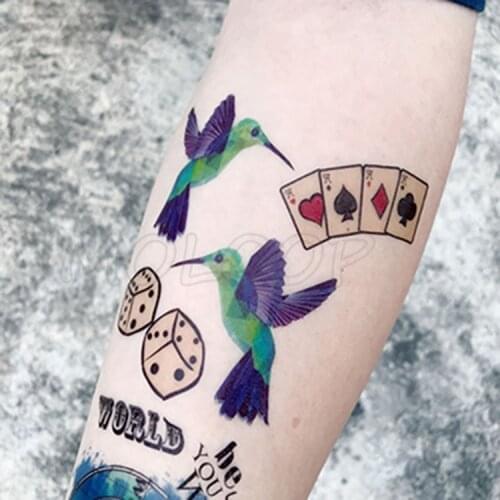 Tattoo sticker map robin anchor compass rope playing cards wave arrow dice temporary tatto fake tatoo for kid girl man woman