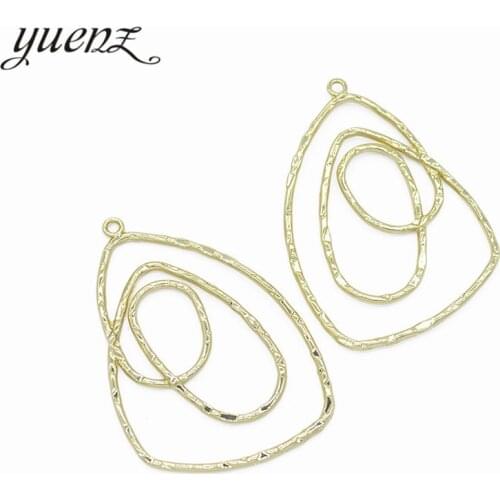 YuenZ 4pcs fashion geometry shape KC Gold Color Trendy Charm Woman Earring Necklace Alloy Charms for Jewelry Making 59*40mm W120
