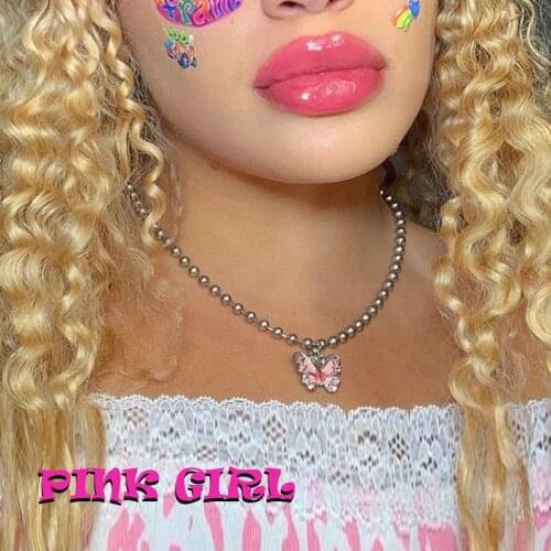 Y2K Jewelry Rainbow Butterfly Necklace For Women Metal Fashion Harajuku Vintage Animal Crystal Necklace Charms 90s Aesthetic New