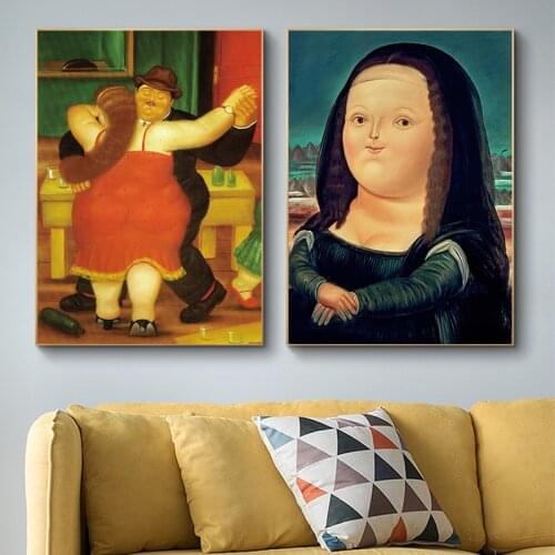 Funny Mona Lisa Art Canvas Posters and Prints By Fernando Botero Famous Paintings Wall Art Pictures for Living Home Decor